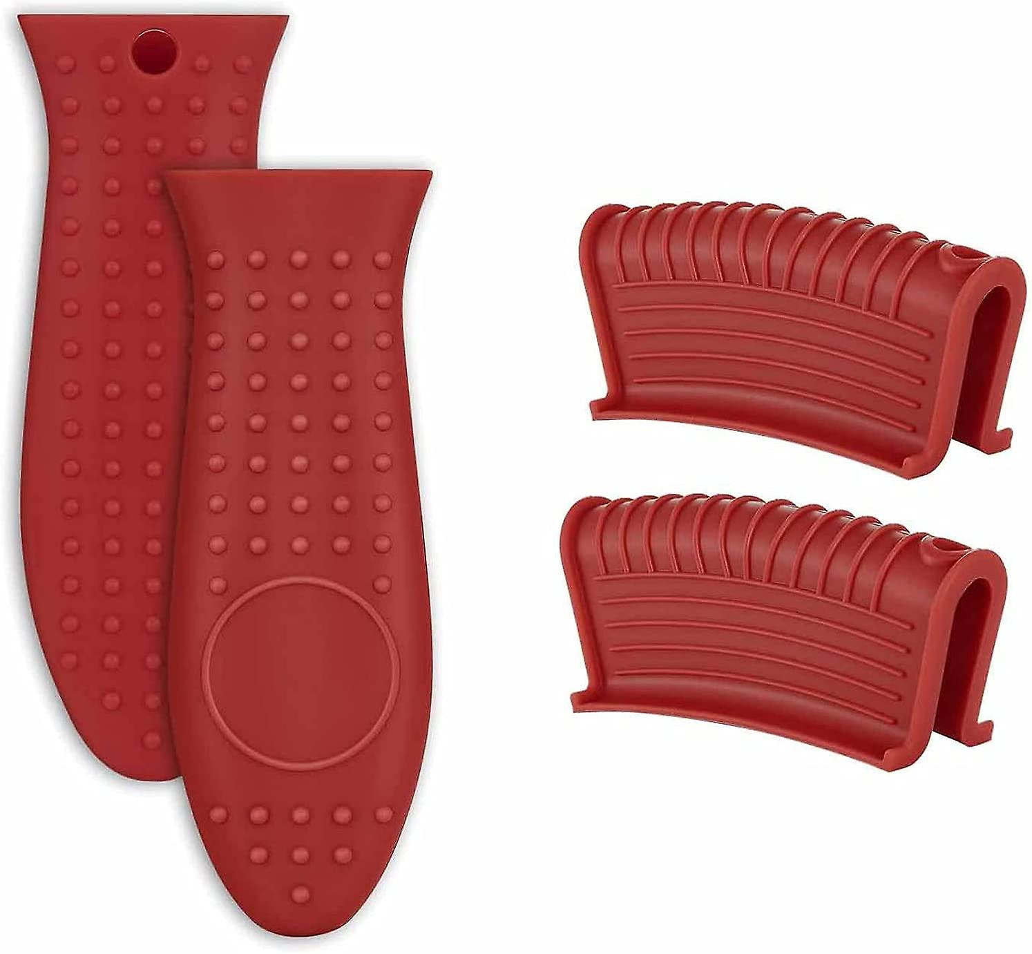 مجموعة من أغطية مقبض المقلاة المصنوعة من الحديد الزهر ، غلاف دعم مقلاة سيليكون ، مقاوم للحرارة للطبخ