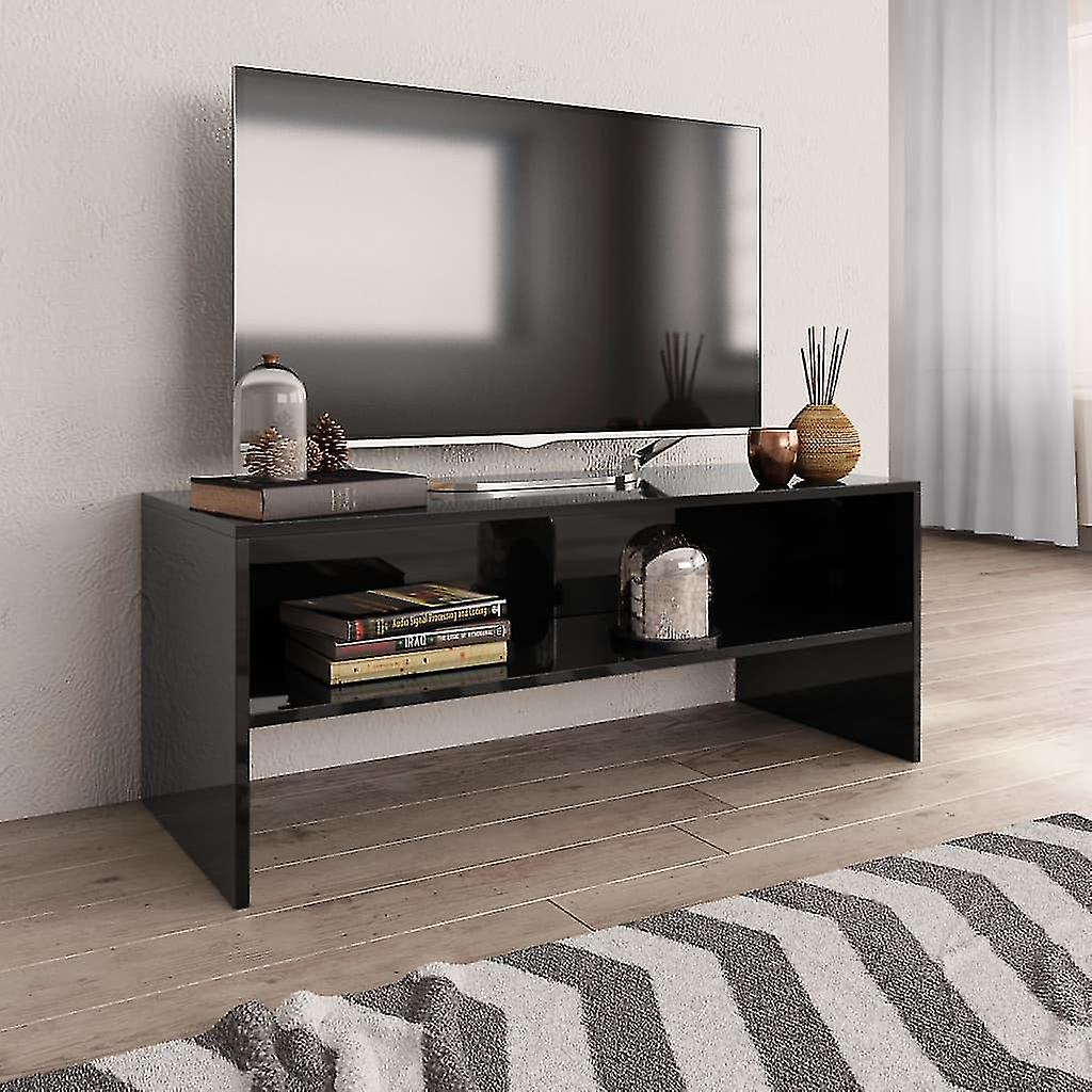 Tv Cabinet High Gloss Black 100x40x40 Cm Chipboard