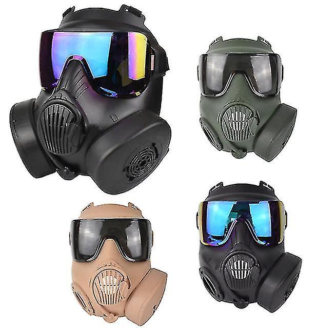 قناع الغاز العسكرية كامل الوجه الجمجمة التكتيكية قناع واقية لكوسبلاي Airsoft Cs Paintball العادم مروحة تنفس