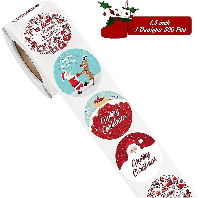 thumbnail image 4 of Pegatinas navideñas en rollo 500 piezas Pegatinas navideñas no tóxicas con temática navideña, 4 of 5
