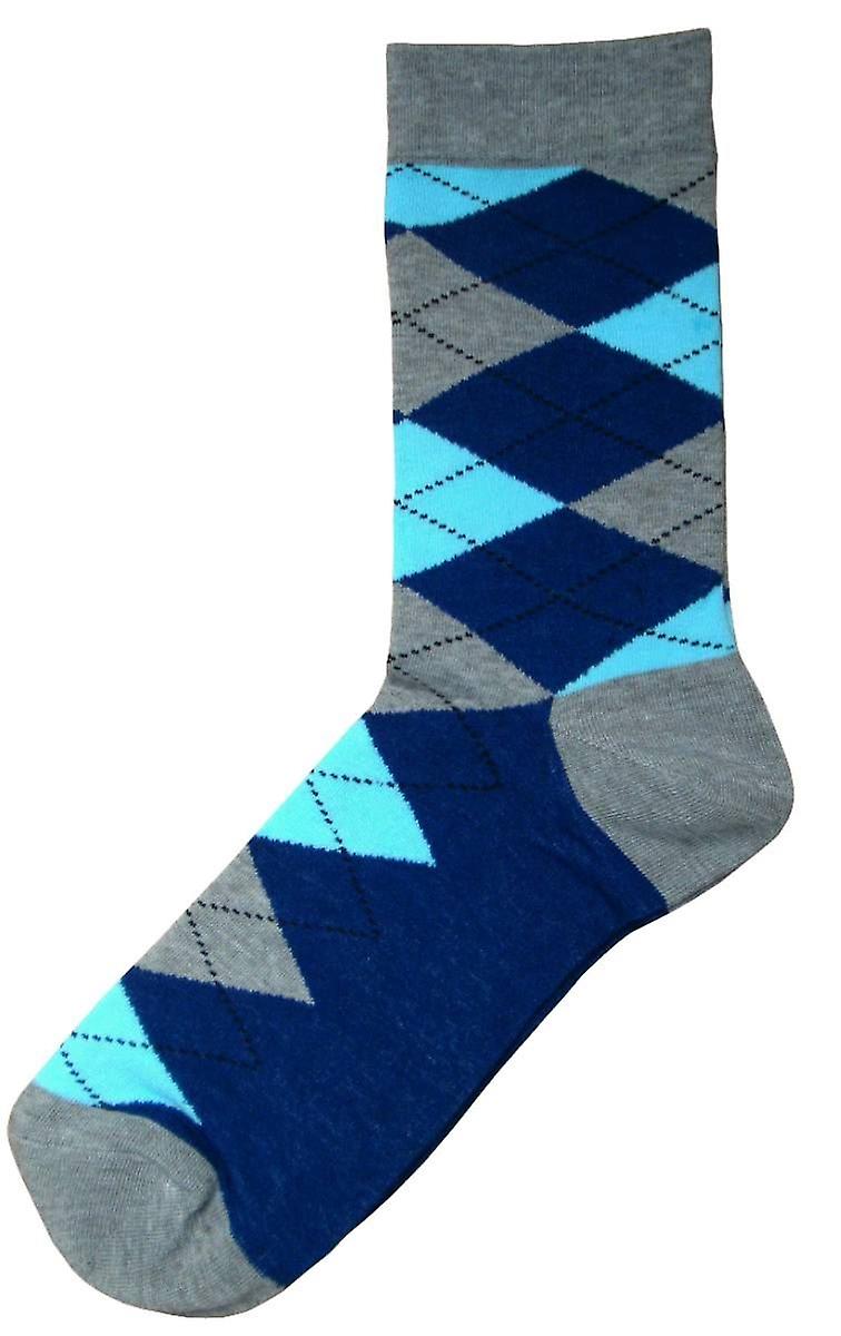 Bassin and Brown Argyle Socks - Grey/Navy/Light Blue
