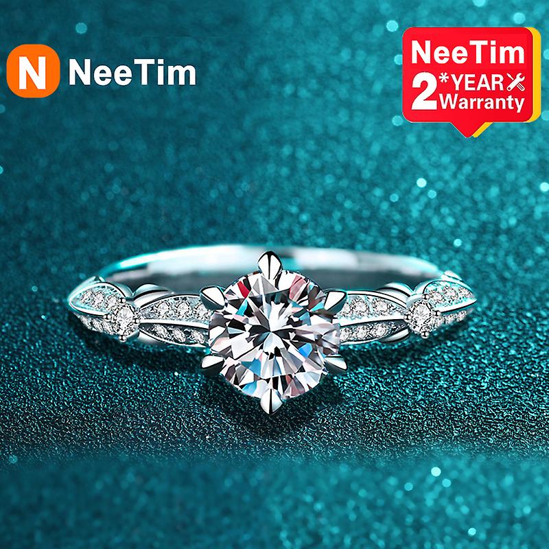 Véritables bagues de fiançailles Moissanite de couleur 1 Ct D pour les femmes S925 Bandes de mariage en argent sterling bande de bijoux avec certificat