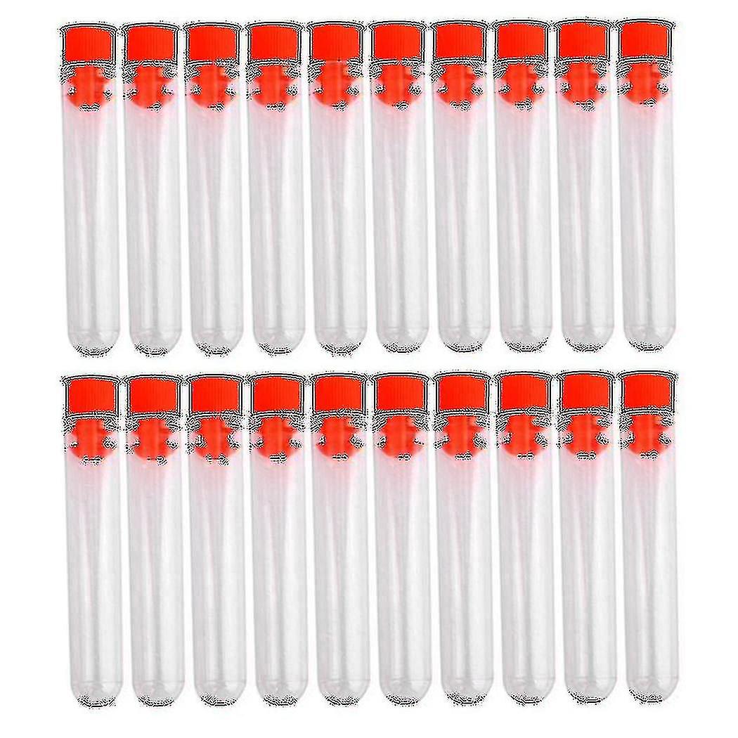 20 Pcs Non-completed Plastic Test Tubes Lab Test Tool With Screw Cap Transparent, 12 * 60mm