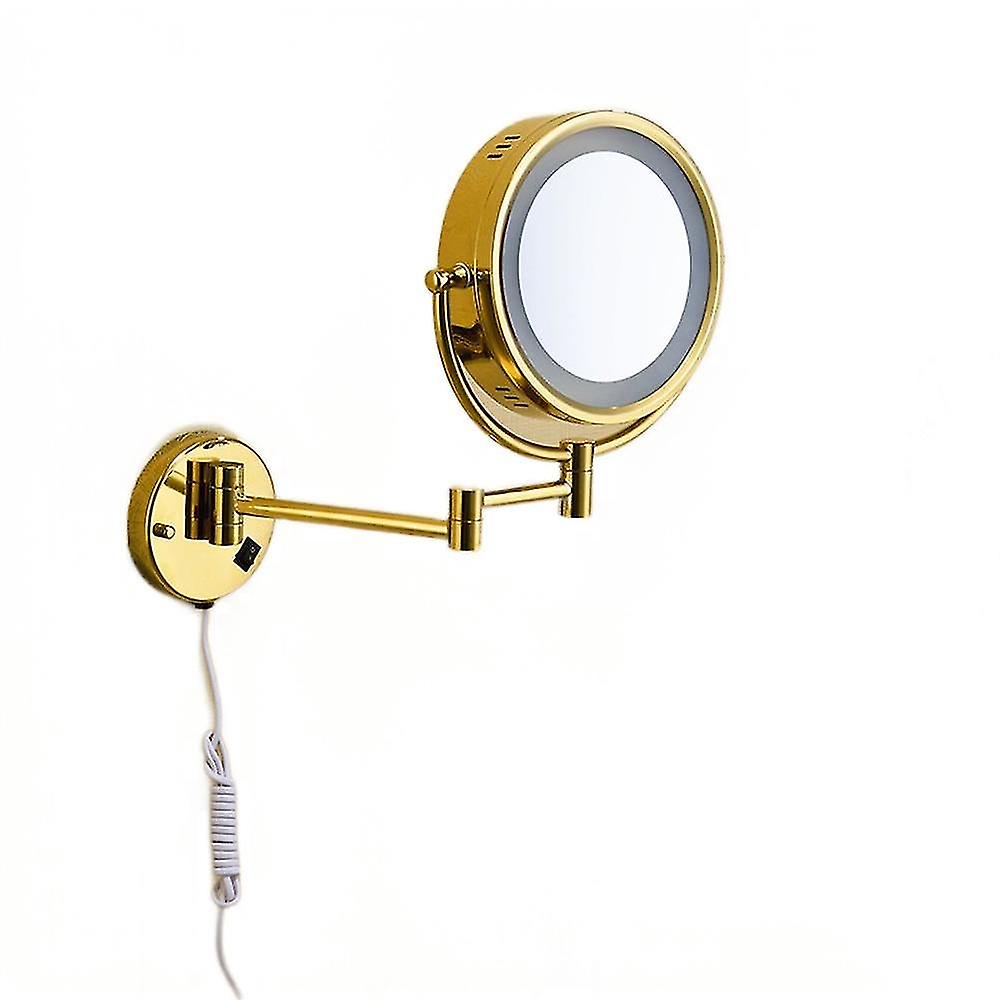 Bath Mirror Round Wall Cosmetic Mirrors 3x1 Magnifying Mirrors Led Brass