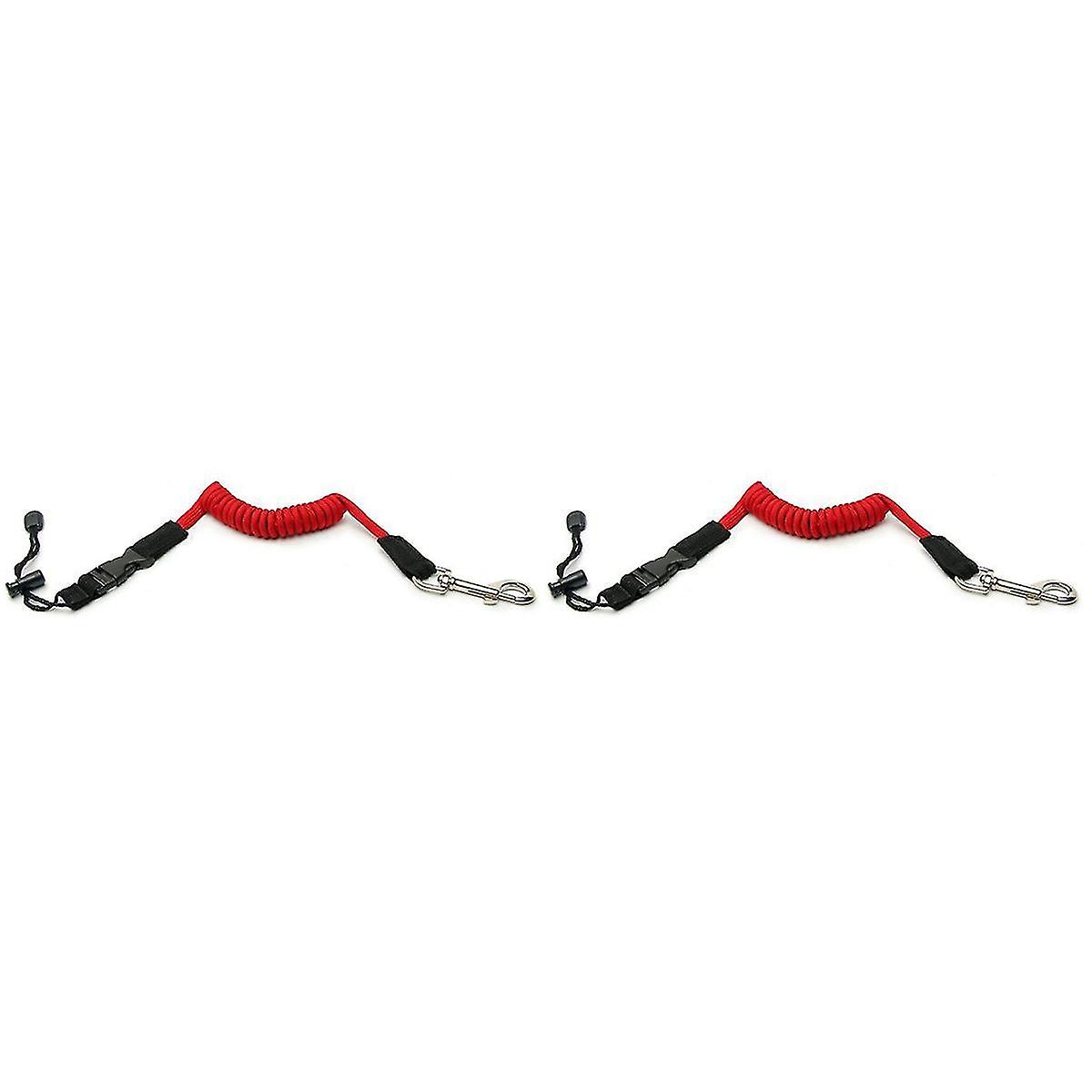 2pcs Elastic Kayak Canoe Paddle Leash Safety Boat Fishing Rod Pole Coiled Lanyard Cord Tie Rope (ran