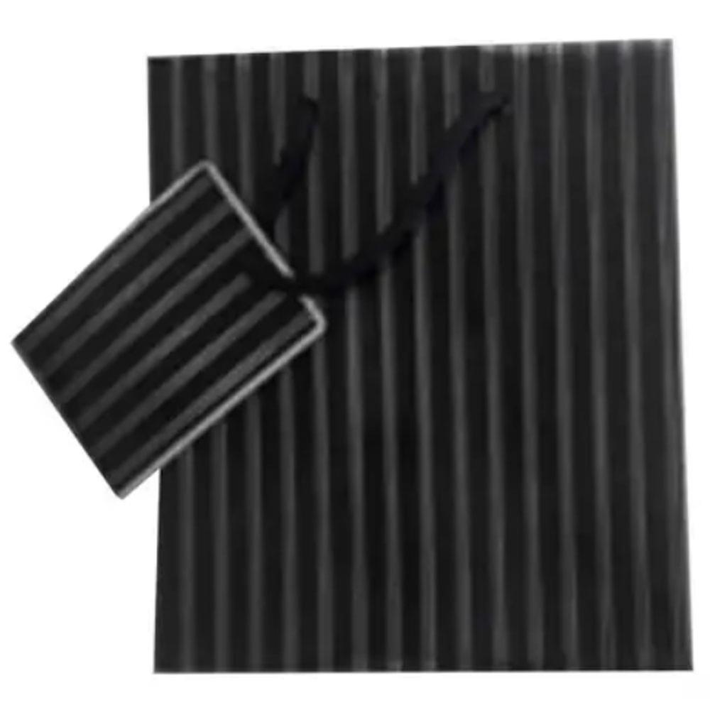 Ozcorp Medium Pinstripe Gift Bag Black/Silver Eye Catching Premium Quality