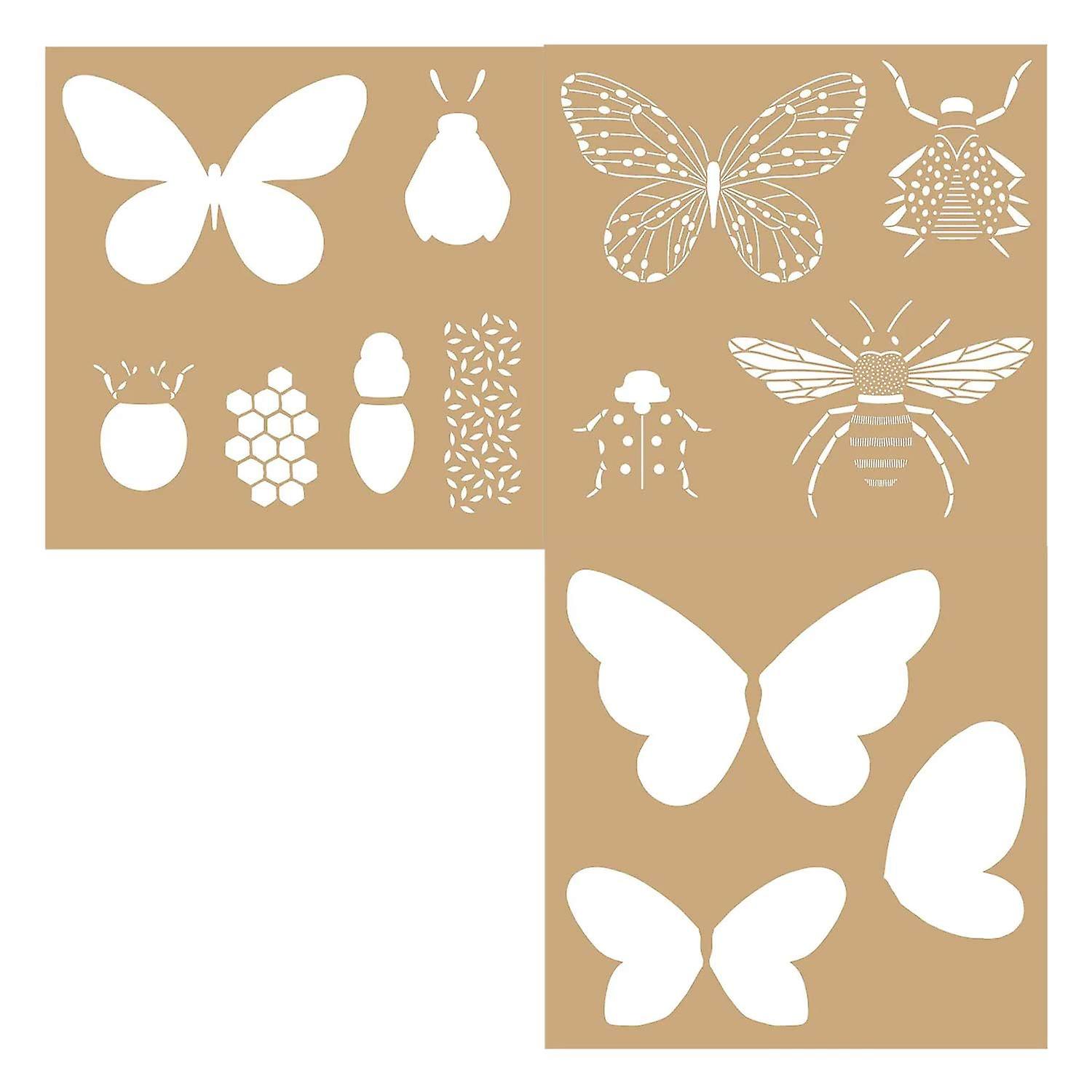 4 Kraft stencils 20 x 20 cm - Butterflies & insects
