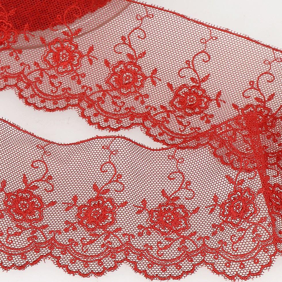 60mm Stephanoise Valenciennes Lace Trim Red - per metre