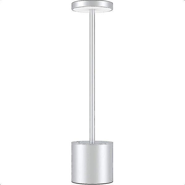 Cordless LED Table Lamp Portable USB Rechargeable(Silver)