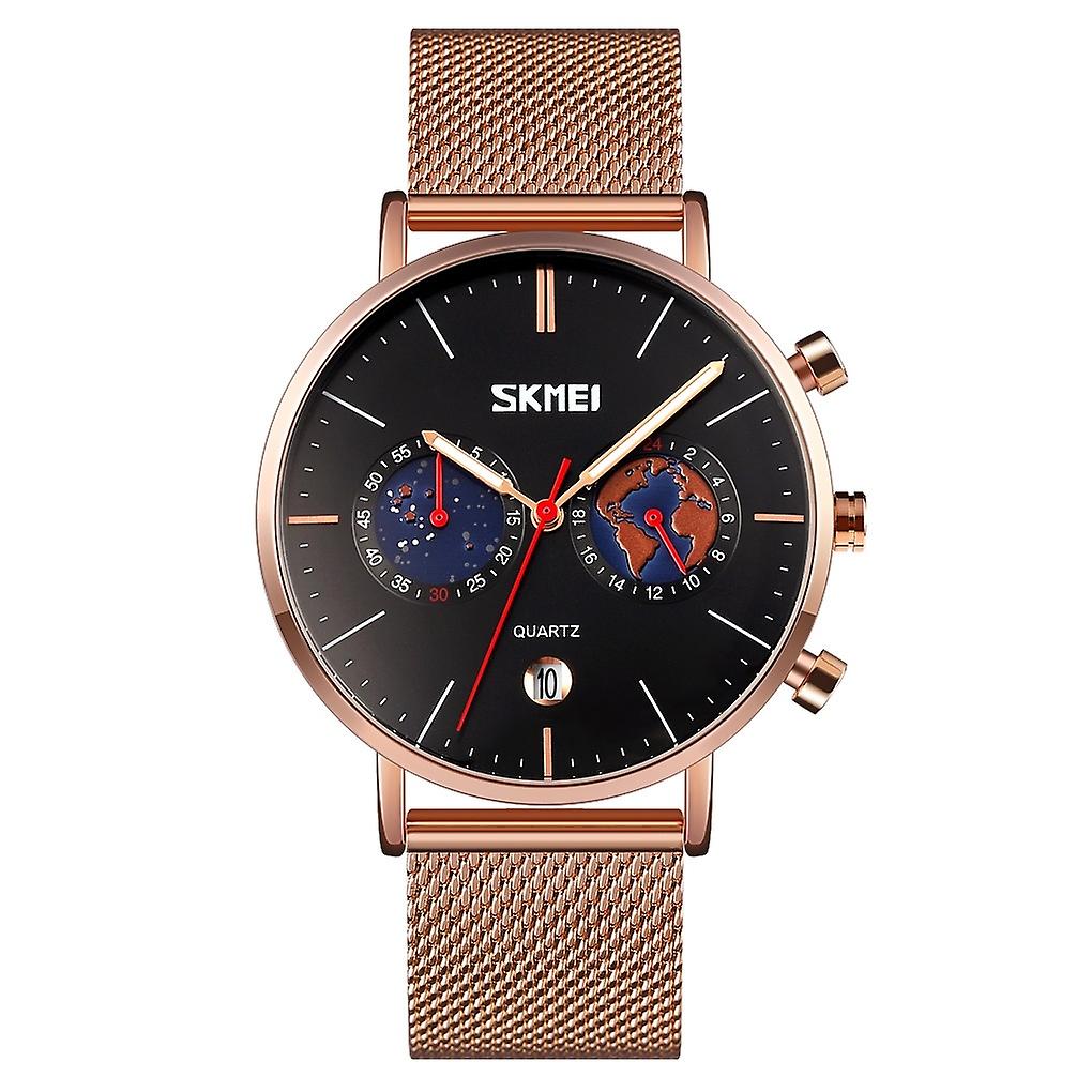 SKMEI 9231 Men Map Pattern Calendar Stopwatch Quartz Watch