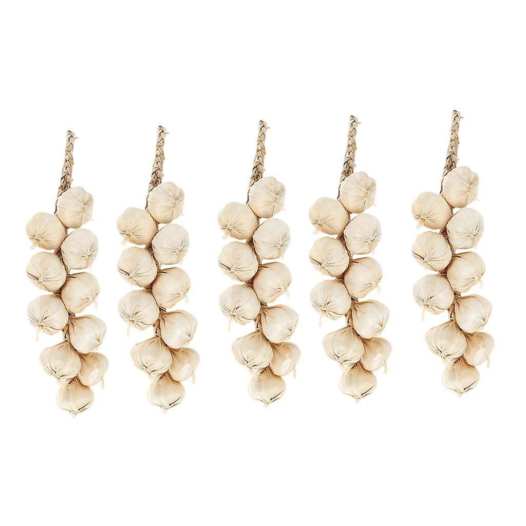 5piece Artificial Hanging Garlic Bunch Realistic Garlic Kitchen Decor