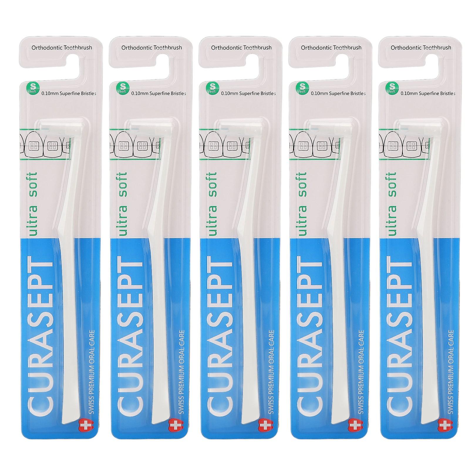 5 Pack Soft Bristle Toothbrushes for Removing Stubborn Stain and Interdental Bristles for Orthodontic Patients, White