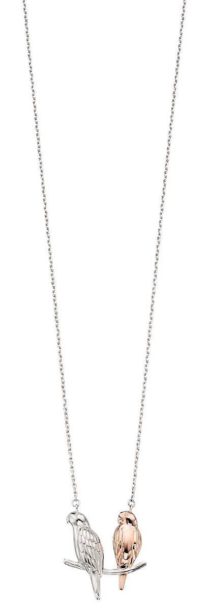 Elements Silver Double Parakeet Necklace - Silver/Rose Gold