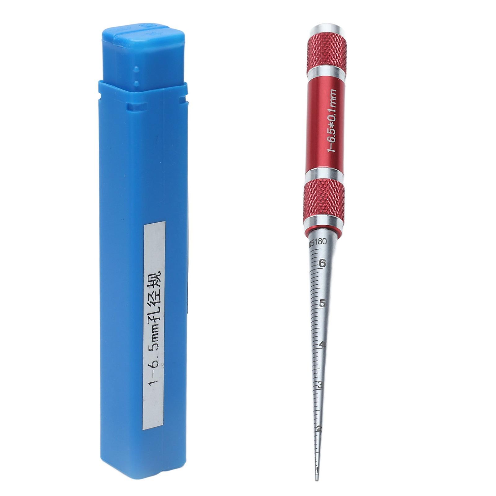 Taper Ruler for Opening Hole, Stainless Steel Hole Inner Diameter Measuring Tool, 1-6.5mm