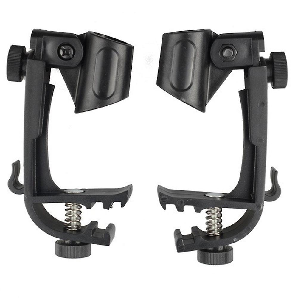 Pro Adjustable Clip On Microphone, Mic Clamp Holder(1pair, Black)
