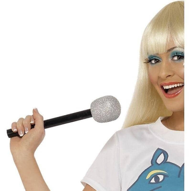 Glitter Microphone Silver Prop 30cm 22447