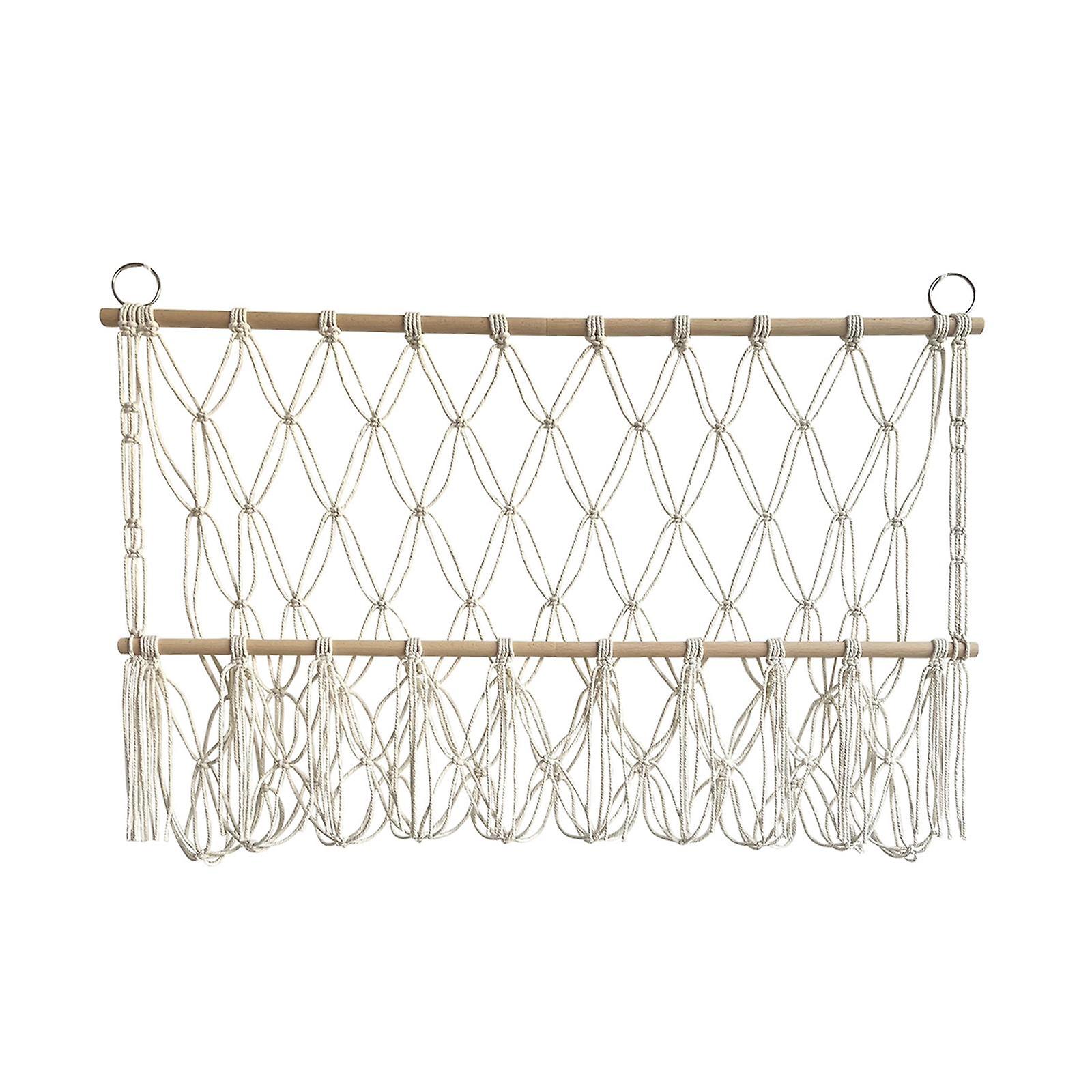 Wall Hanging Storage Net Stuffed Animal Hammock Net Space Saving Boho Macrame Plush Toy Organizer Holder for Nursery Playroom