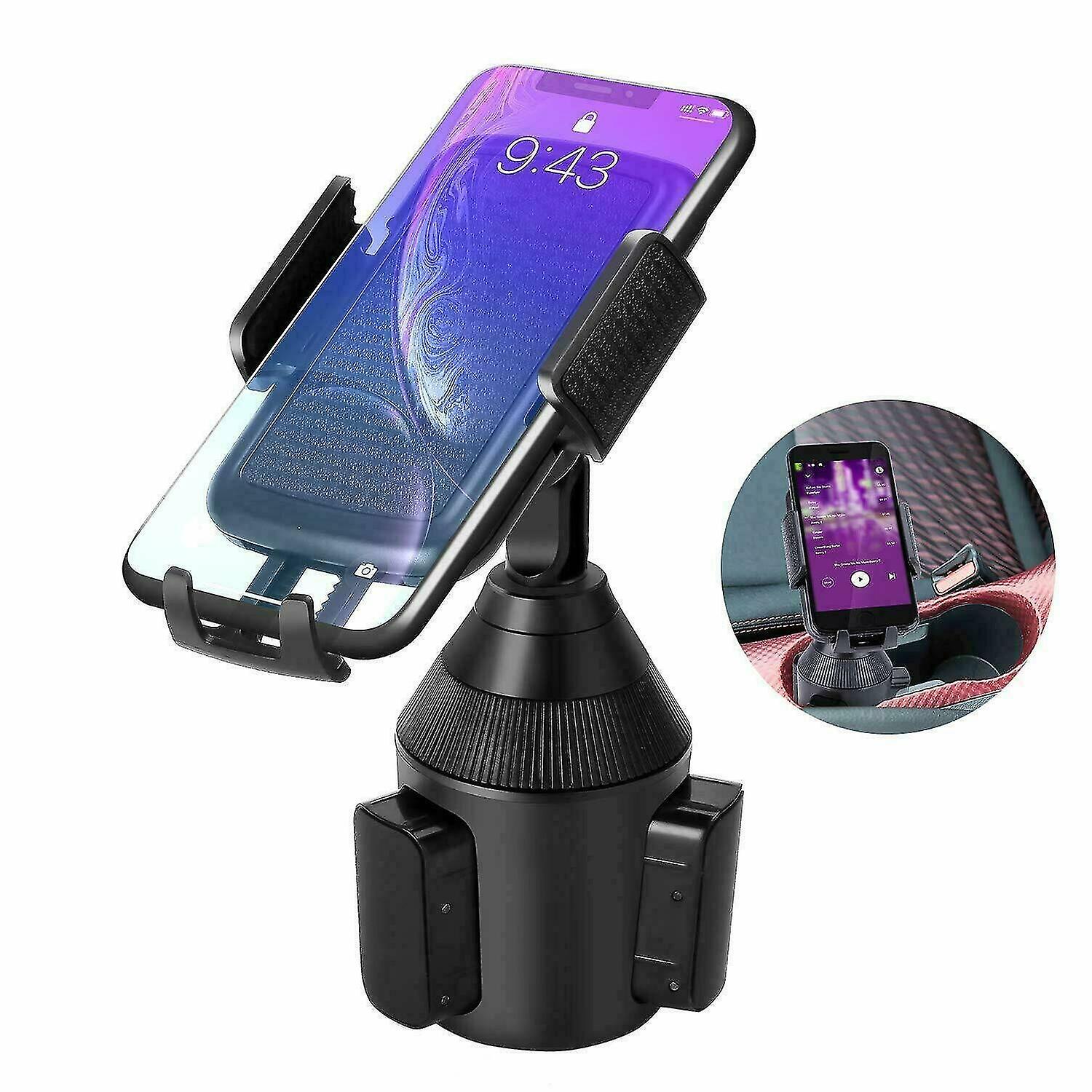 360 Degrees Adjustable Phone Mount Car Cup Holder Stand Cradle Phone Bracket With Smart Release Butt