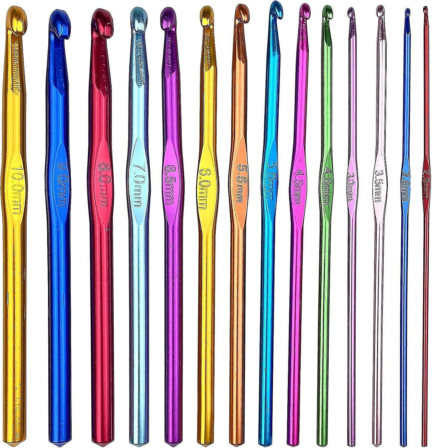 14pcs Aluminum Crochet Hooks Knitting Tools Multicolor 2-10mm Hooks Knitting Needles Craft - Beginne