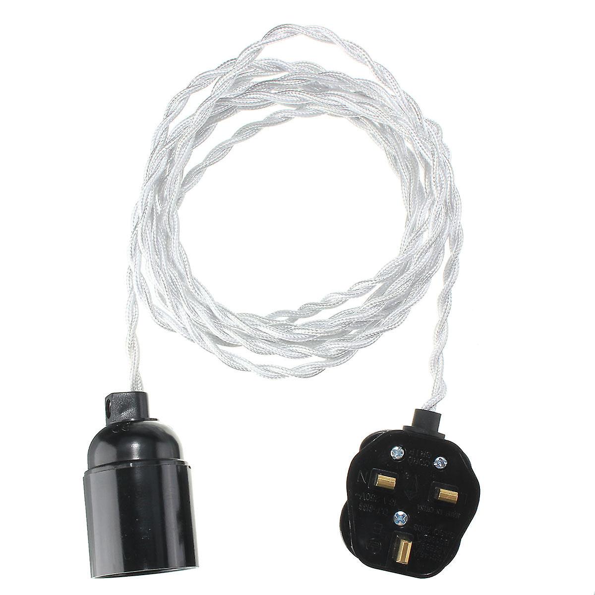 4M E27 Vintage Twisted Fabric Cable Uk Plug In Pendant Lamp Light Bulb Holder Socket