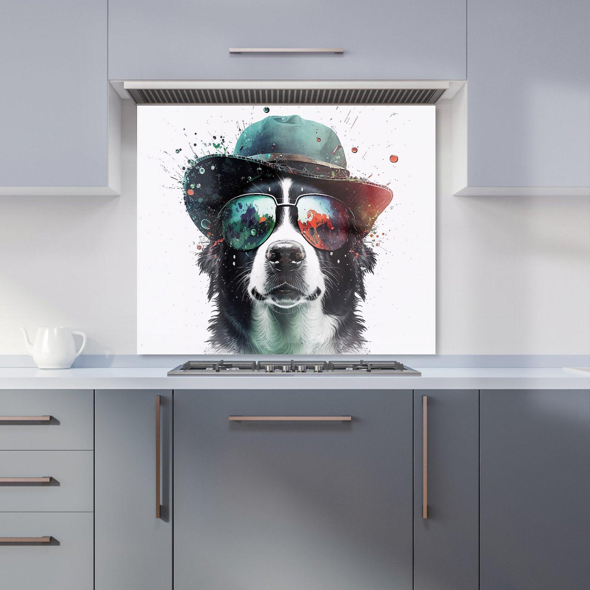 Border Collie Dog Face Splashart Kitchen Splashback