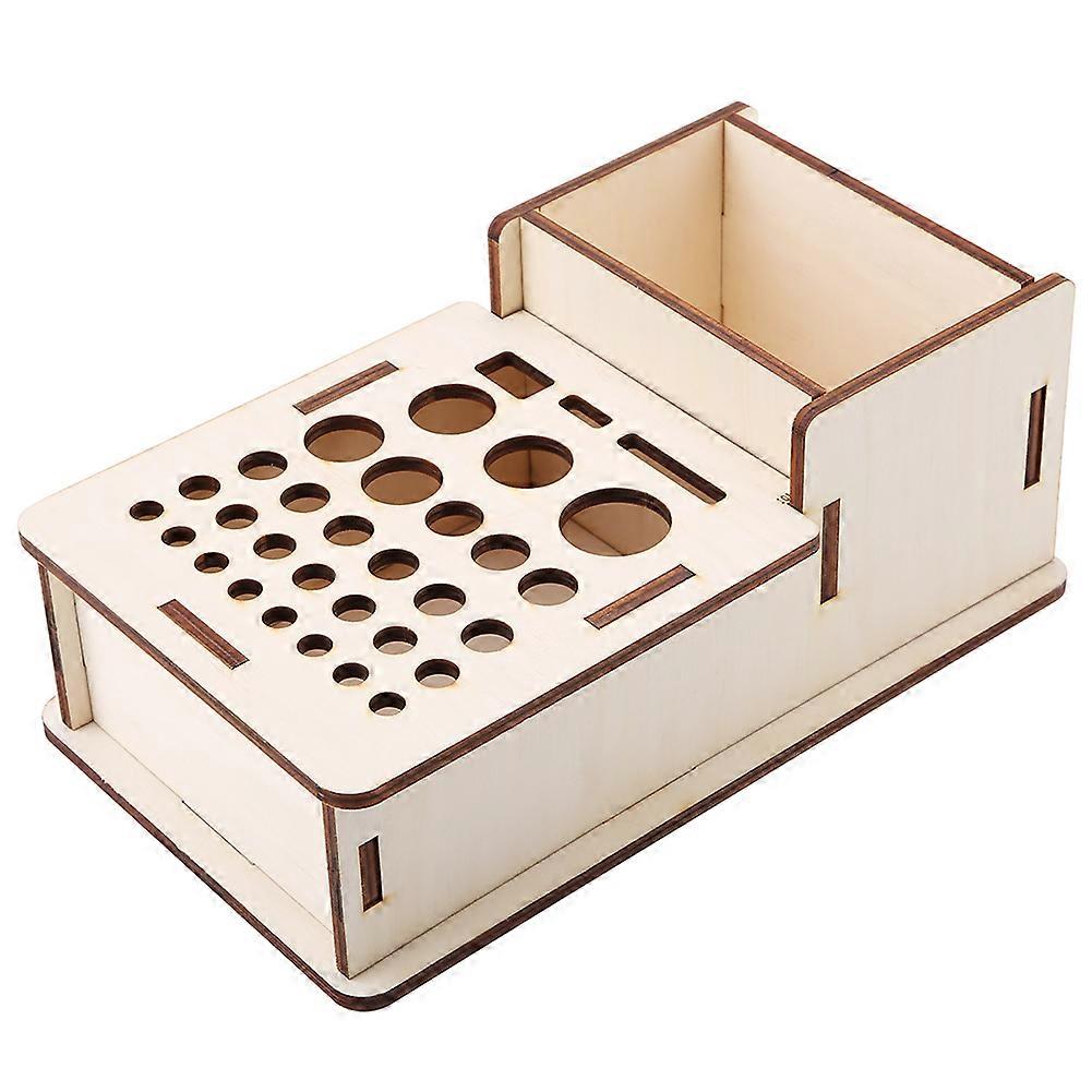 حامل أدوات حرفية متعدد الفتحات مصنوع من الخشب والجلد من خشب الزيزفون