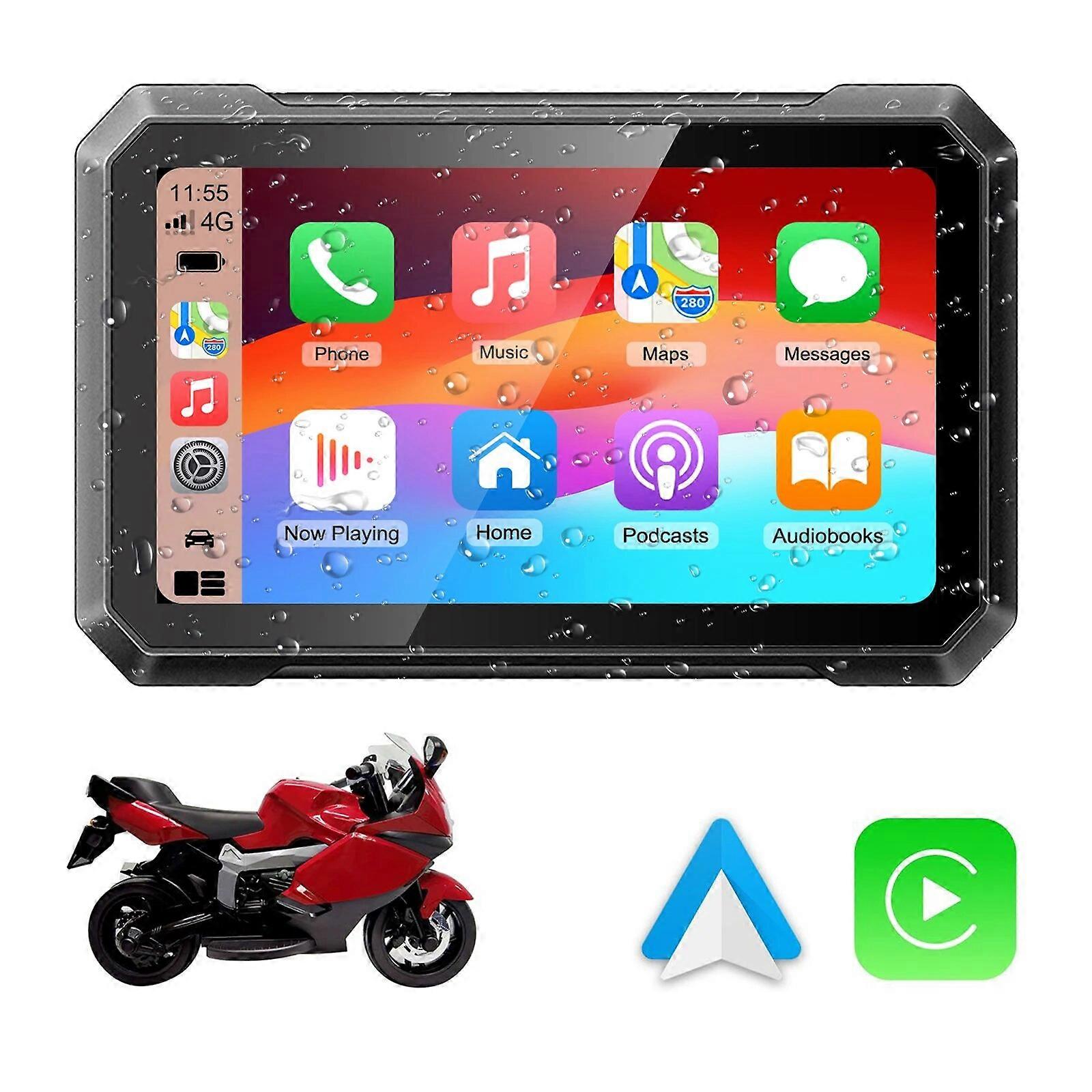 7 Inch Motorcycle Carplay GPS Navigation CarPlay/Android Auto for Motorcycle IPS Touchscreen Dual Bluetooth, IPX7 Waterproof FN9U4654