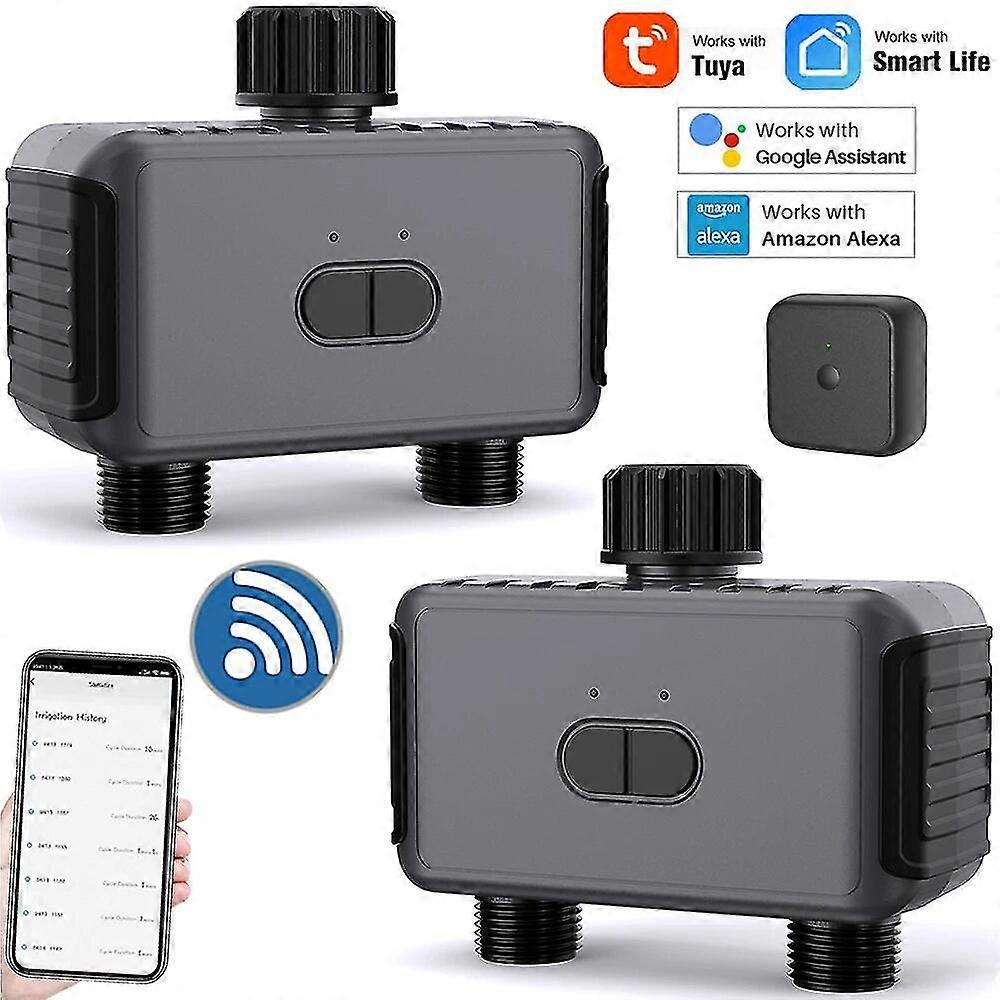 Utmerket Smart 2-uttak Wifi Bluetooth-kompatibelt vanningssystem timer for slangehage fjernkontroll automatisk vanningsutstyr