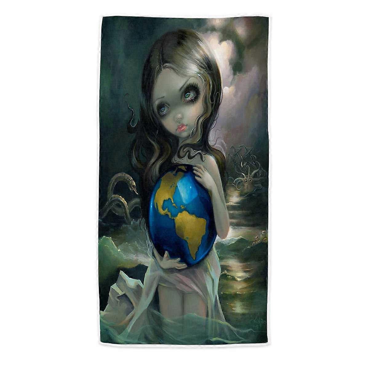 The World Beautiful Maiden in the Sea with Monsters Microfiber Beach Towel