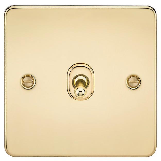 Knightsbridge Flat Plate 10AX 1G Intermediate Toggle Switch - Polished Brass - FP12TOGPB