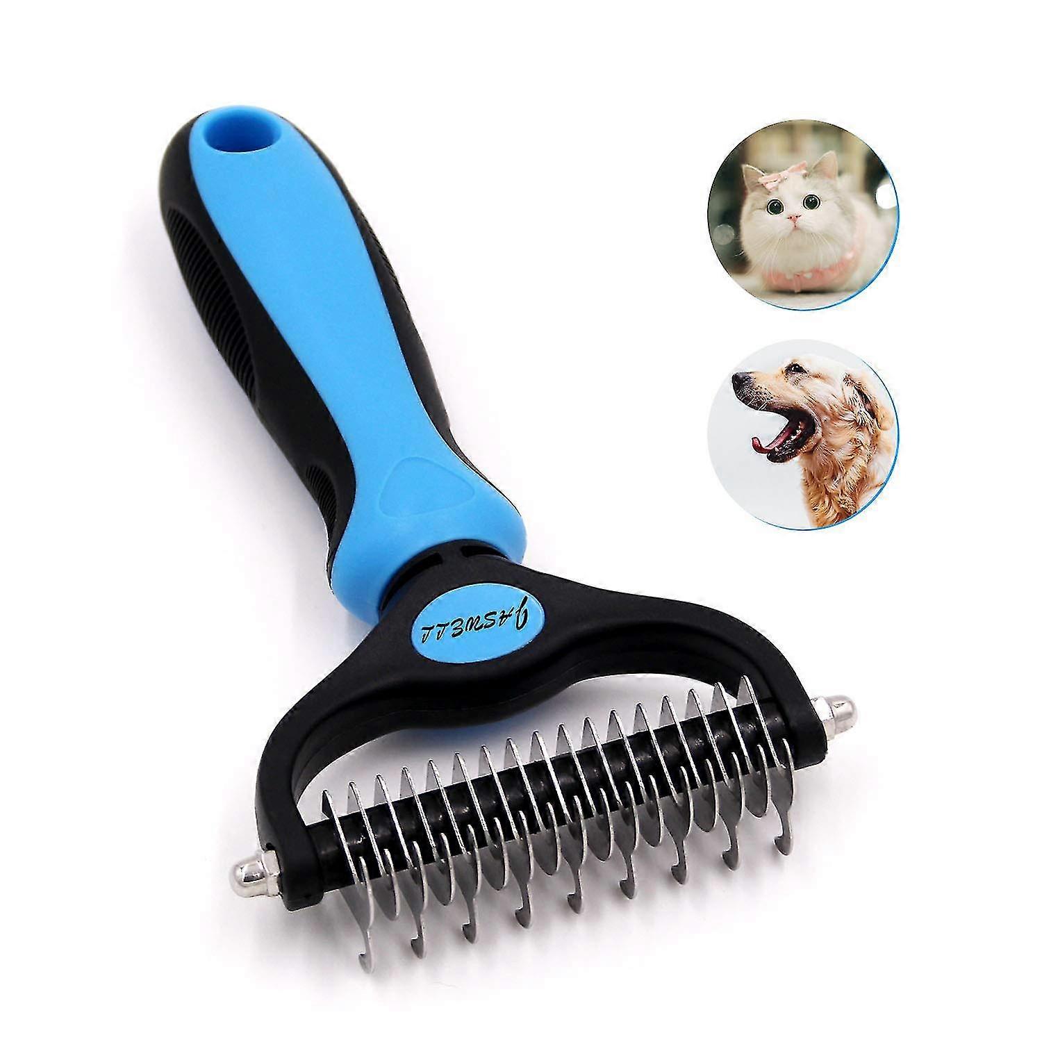 Pet Grooming Tool Dematting Comb For Dogs & Cats 2 Sided Undercoat Rake For Easy Maths Tangles Removing