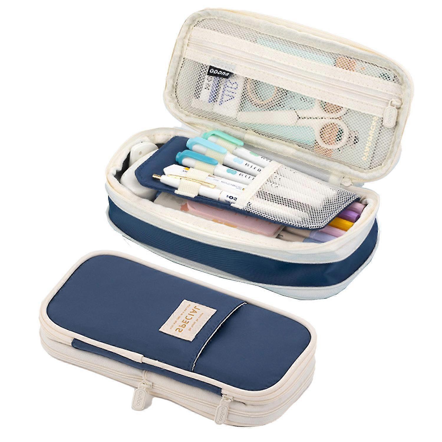 Piórnik o dużej pojemności, duży piórnik, rozszerzalny organizer na biurko Torba na organizer o dużej pojemności Śliczne pudełko z uchwytem na woreczek