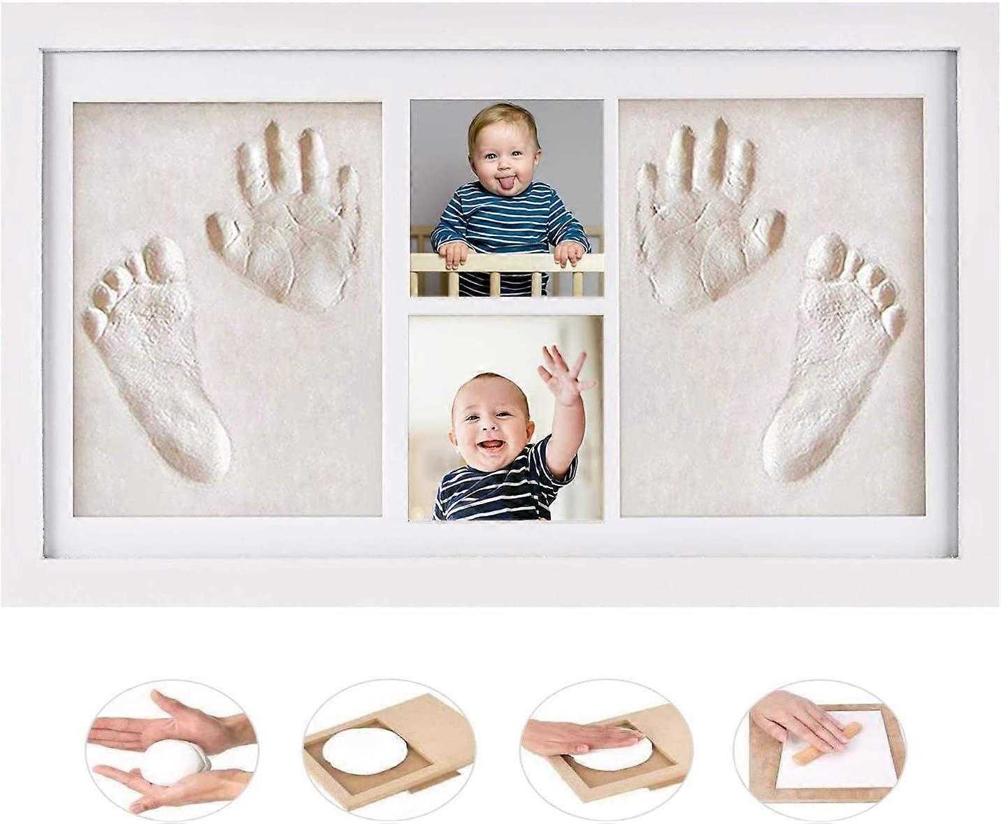 Baby Footprints Frame, Baby Handprint Kit For Birth List, Memorable Keepsakes Wall Or Table Decorations, Clay And Frames