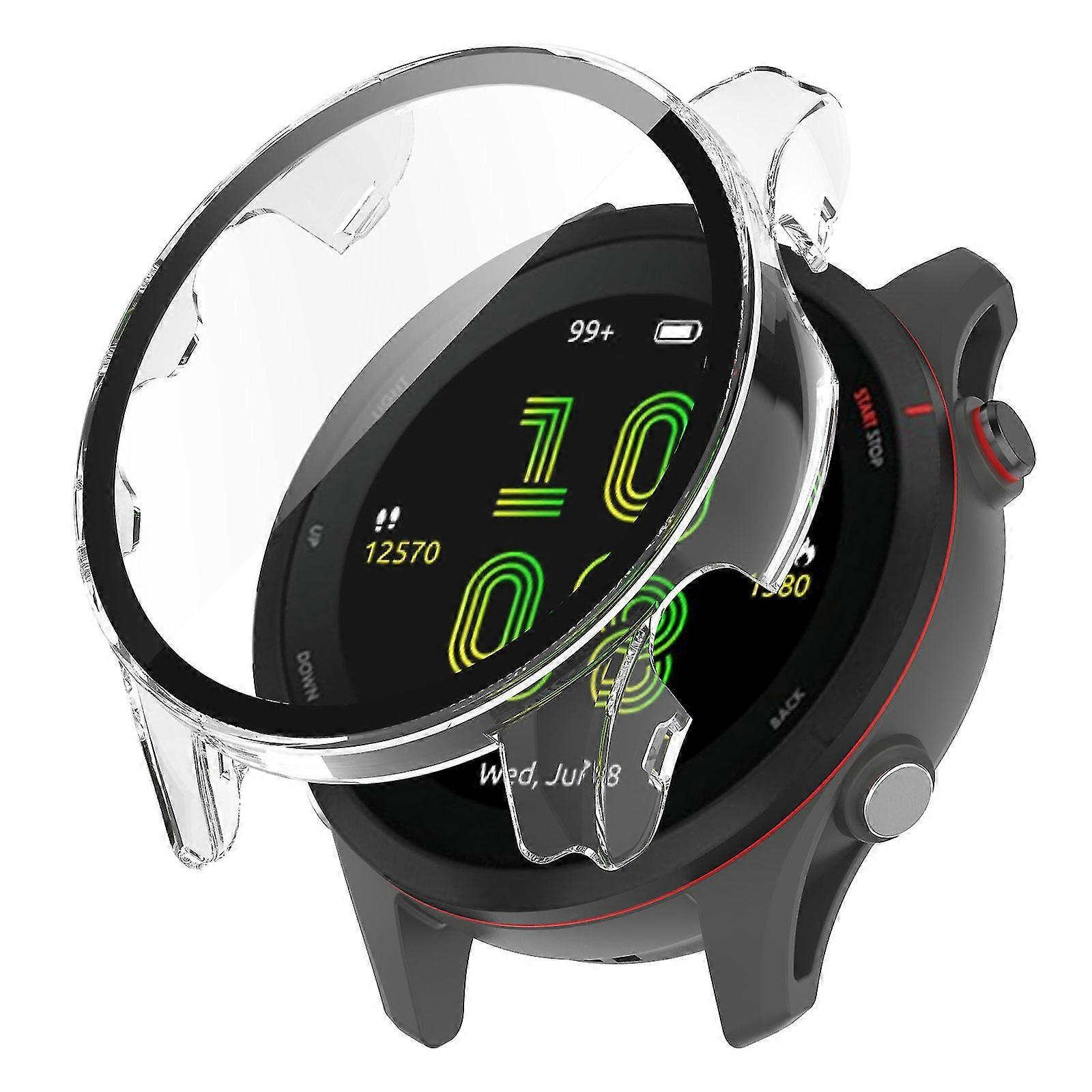 Para Garmin Forerunner 255 Anti-arranhão Anti-queda Hard Pc Watch Case Capa protetora com protetor de tela de vidro temperado