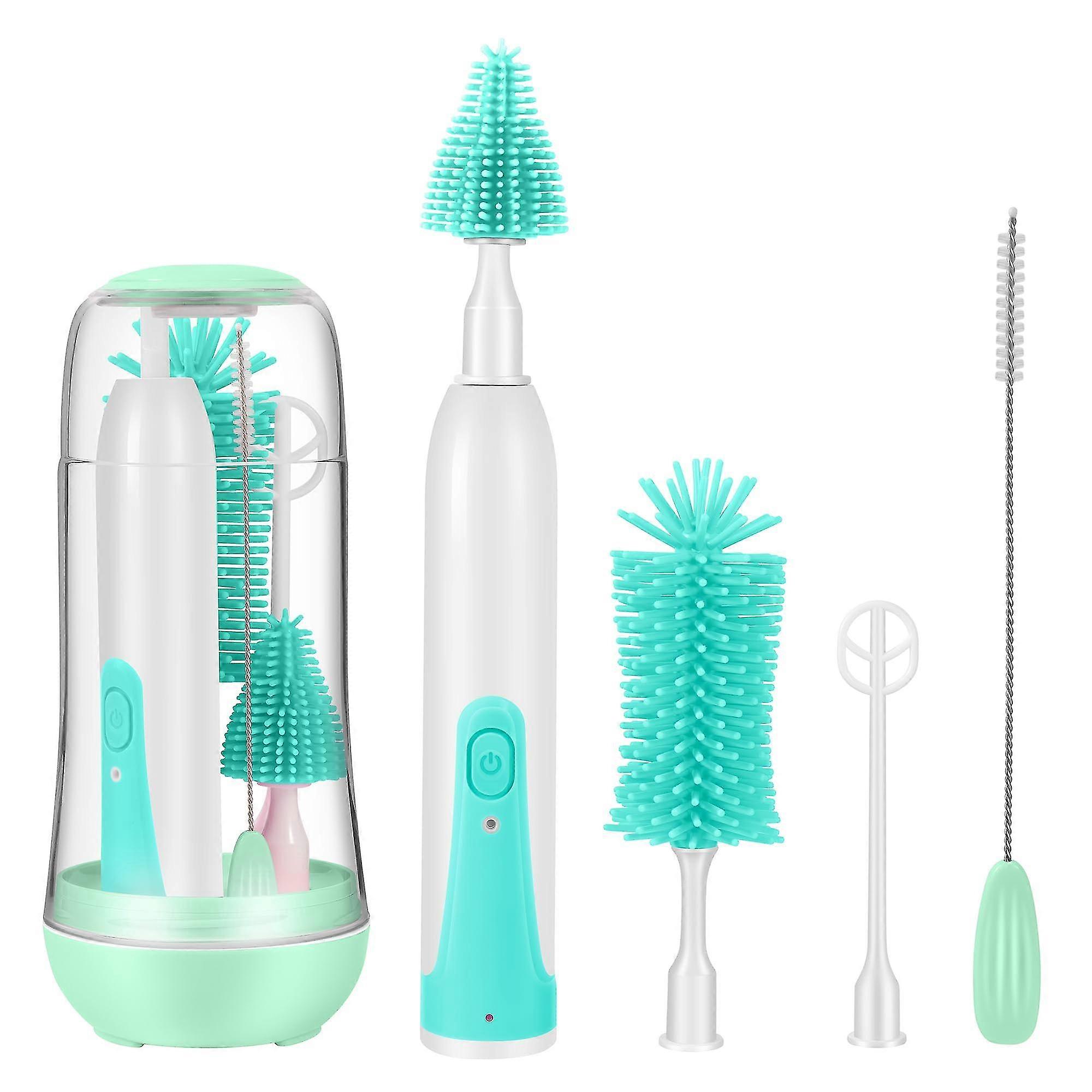 Electric Bottle Brush Cleaner,with UV Steriliser, Travel Bottle Brush Set with Drainage Rack and Storage Box