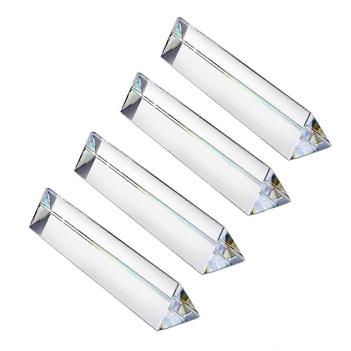 4pcs 6 Inch Clear Optical Lens Glass Triangular Prism for Photography Science Classroom Rainbow Maker Art Decor