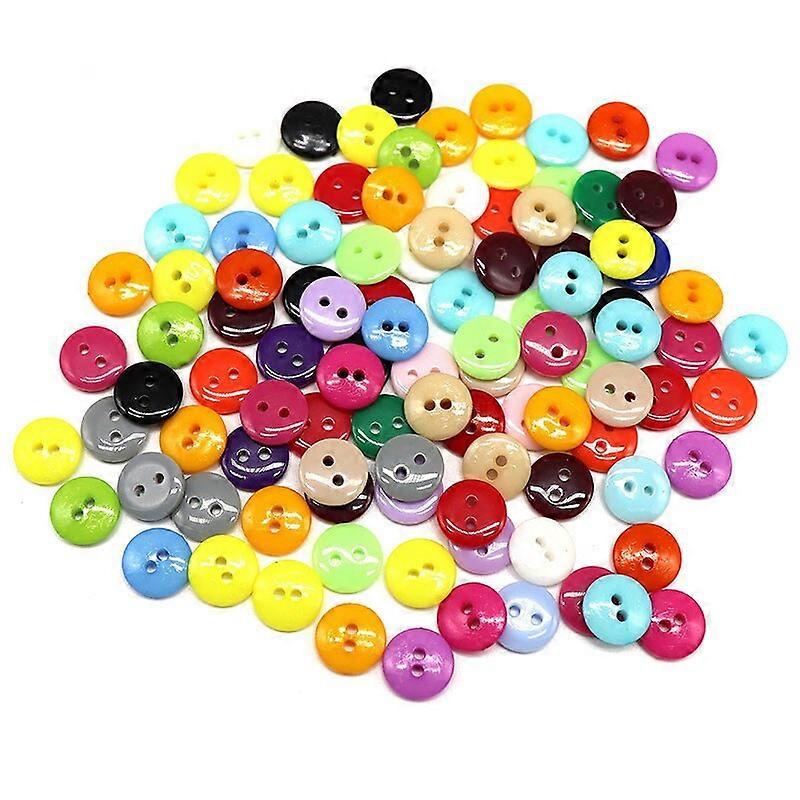50pcs 6mm 9mm Random Mixed 2-Holes Resin Buttons Scrapbooking DIY Button Apparel Sewing Decorative
