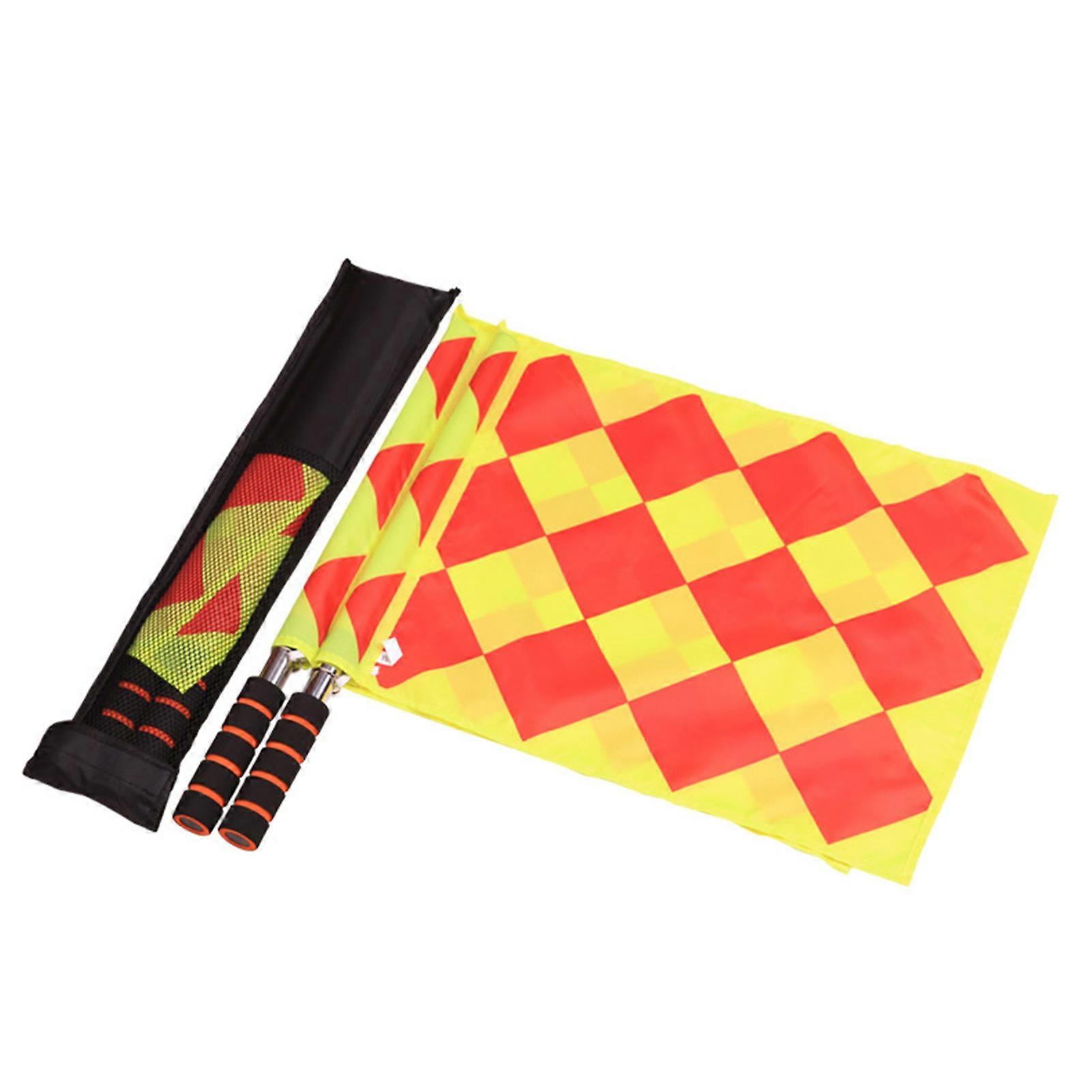 1 Set Trial Flag Plaid Waterproof Fade Resistant Command Signal Tarpaulin Soccer Referee Linesman Flag Football Training