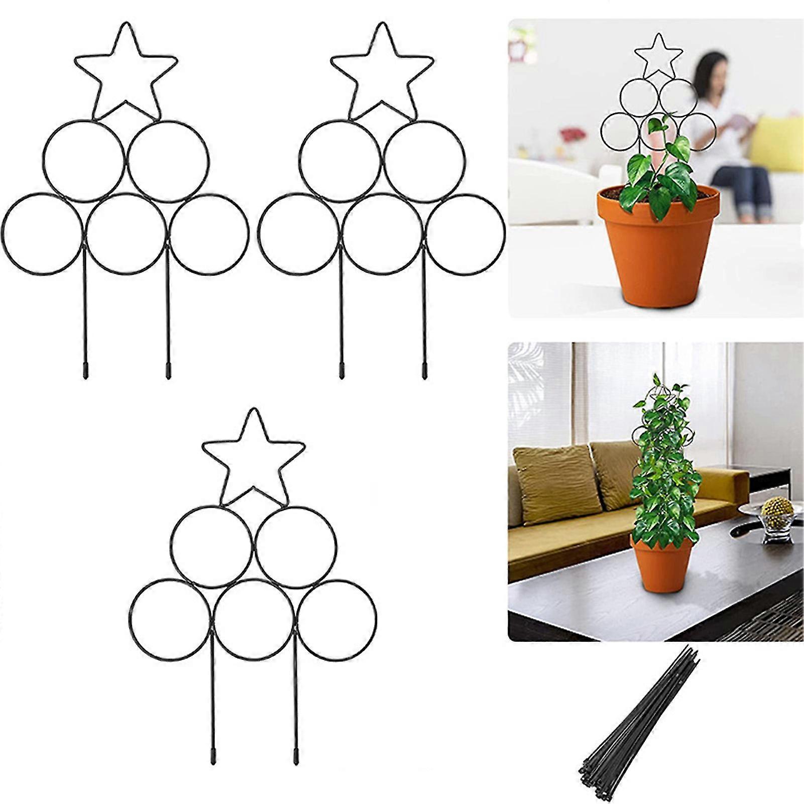 3 Pcs Five-pointed Star Round Plants Trellis Strong Reusable Garden Plants Trellis For Supporting Climbing Plants