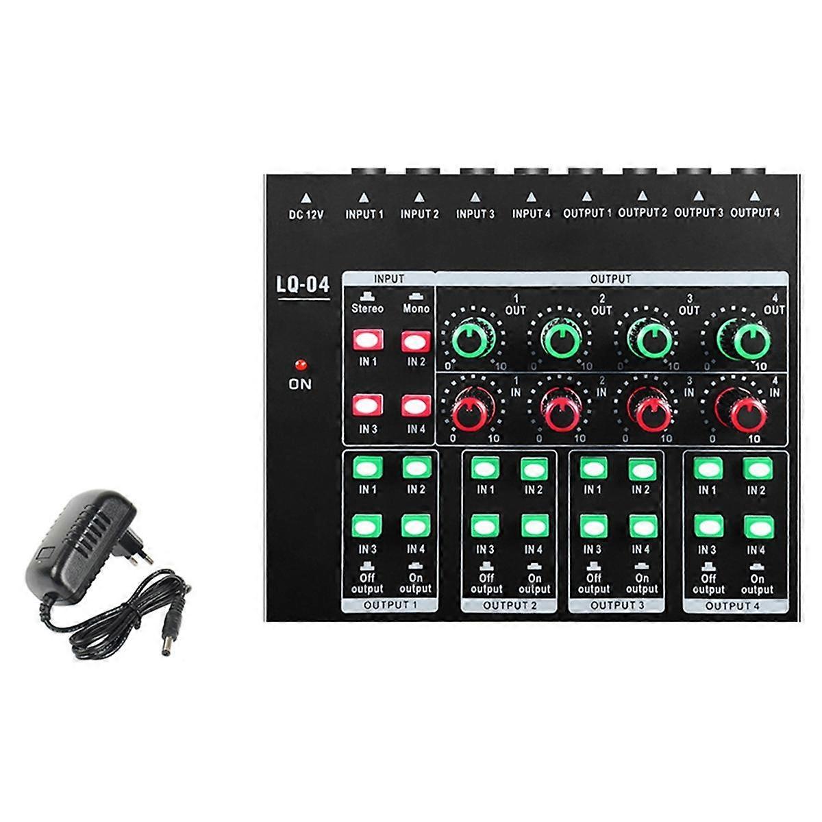 -LQ04 Mini Audio Crossover Small Mixer Multi-Channel Headphone Amplifier EU Plug