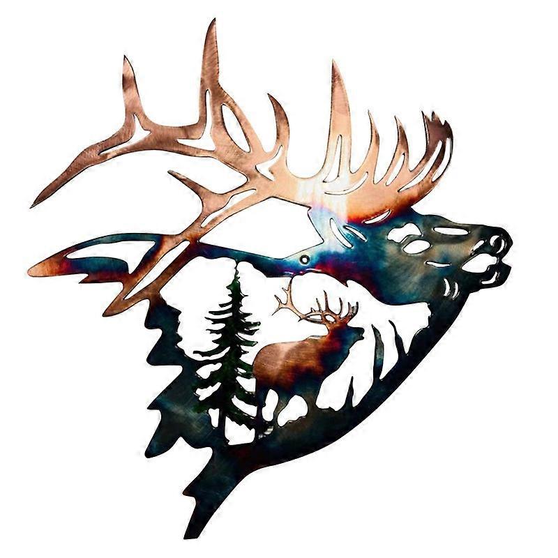 Metal Wall Art Scenery Silhouette Hanging Decor Hollow Rural Style Animal Hunting Ornament for Home New