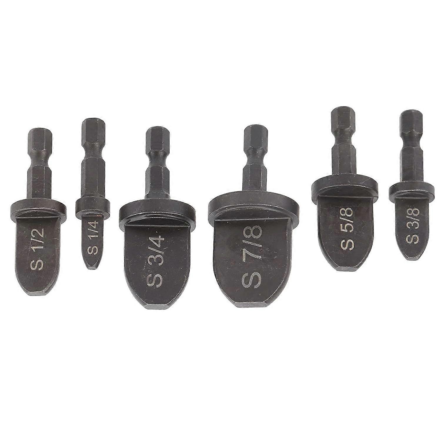 6pcs Copper Pipe Crimping Drill Bit Kit Hex Handle Tube Expander Set Duct Flaring Tool Air Conditioner Maintenance Parts 7/8in 3/4in 5/8in 1/2in 3/8in