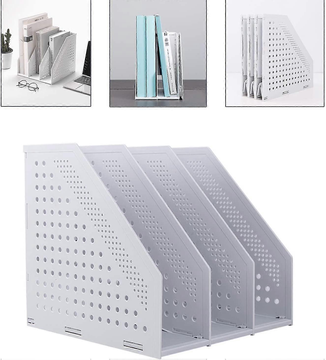 Dhrs Collapsible Magazine File Holder/desk Organizer For Office Organization And Storage With 3 Vertical Compartments