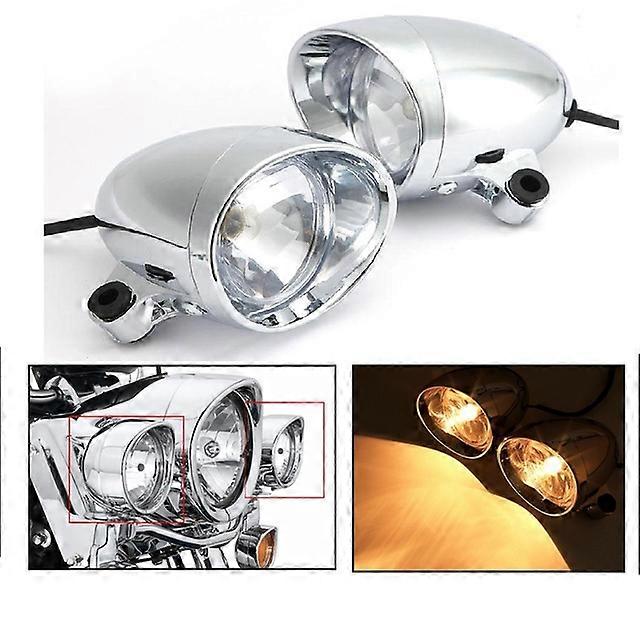 JWL-Set of 2 4'' Chrome Motorcycle Bullet Front Headlight Fog Light Lamp for Harley Motorcycles Assemblie Lamp