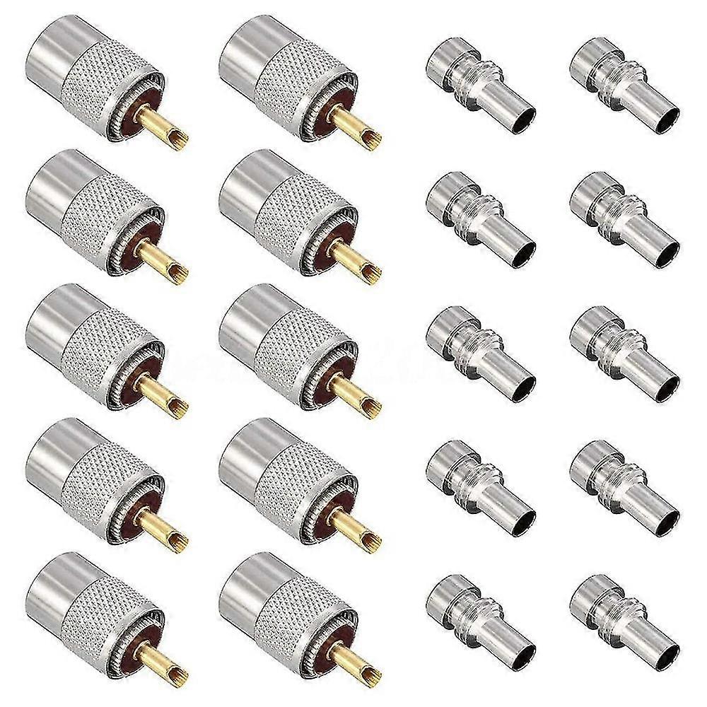 10 Pack UHF/PL-259 Solder Connector Plug with Reducer for RG8X, RG8, RG59, LMR-400, RG-213 Coaxial