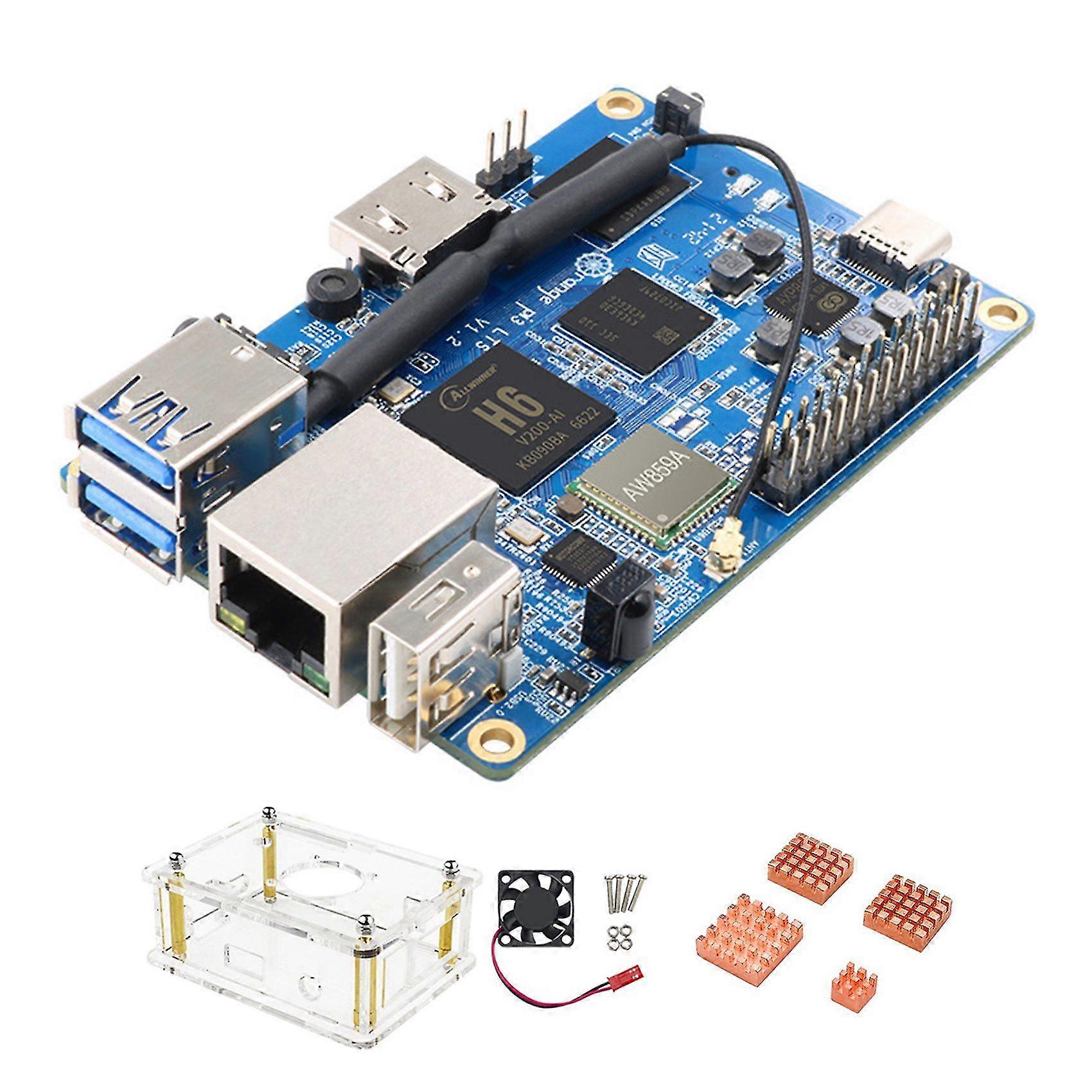For Orange Pi 3 Development Board+case+fan+heat Sink H6 2g+8g Emmc Open Source For Android 9.0 Ubun