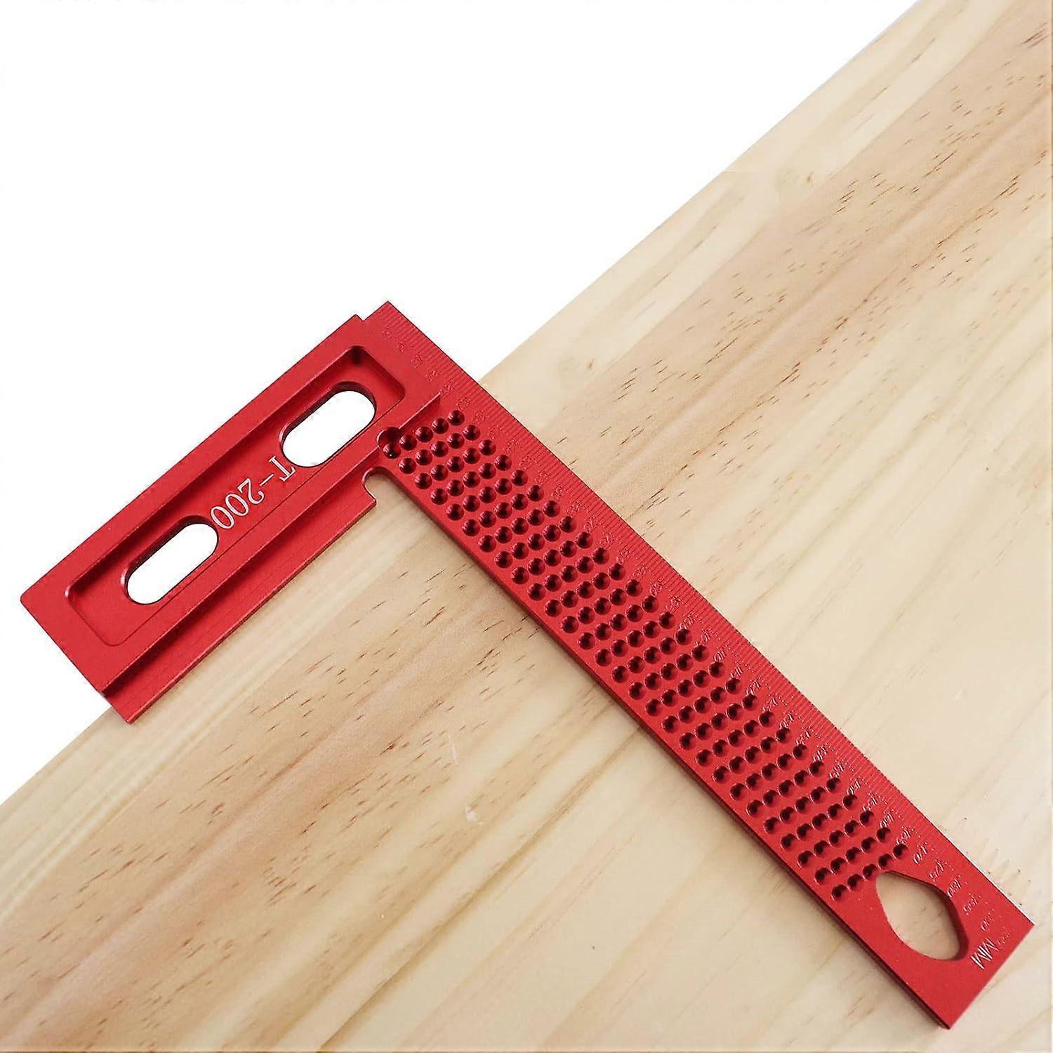 Precision Woodworking Tools, Square Hole Measuring Aluminium Alloy Ruler Hole Positioning Measuring Gauge Ruler Metric Marking T Type Carpentry Tool f