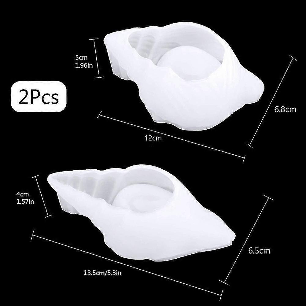 2pcs Mirror Stereo Conch Silicone Mould Diy Crystal Shell Storage Box