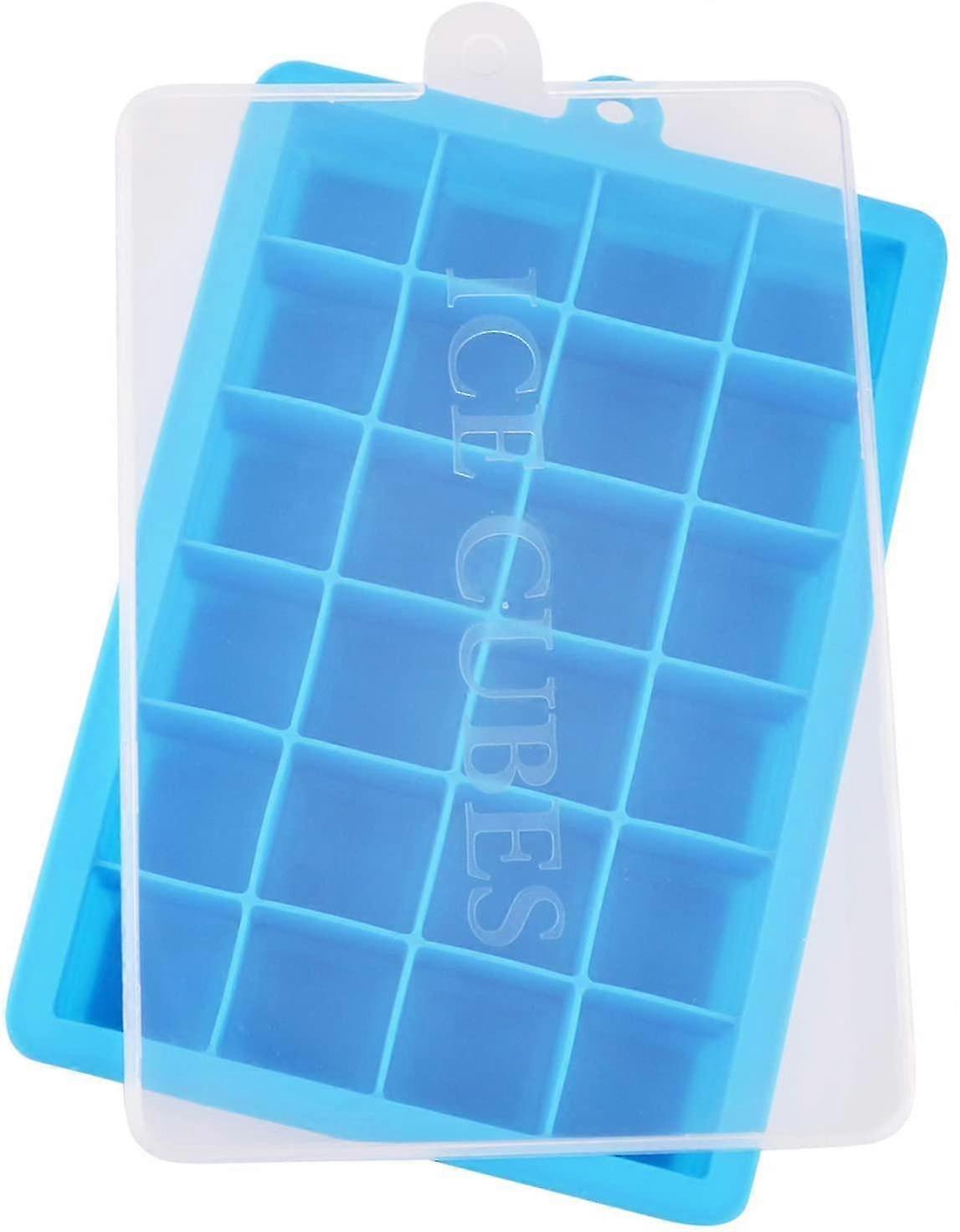 Silicone Ice Tray With 24 Compartments With Lid, Creative Ice Cube Mold, Ice Box Ice Maker, Blue