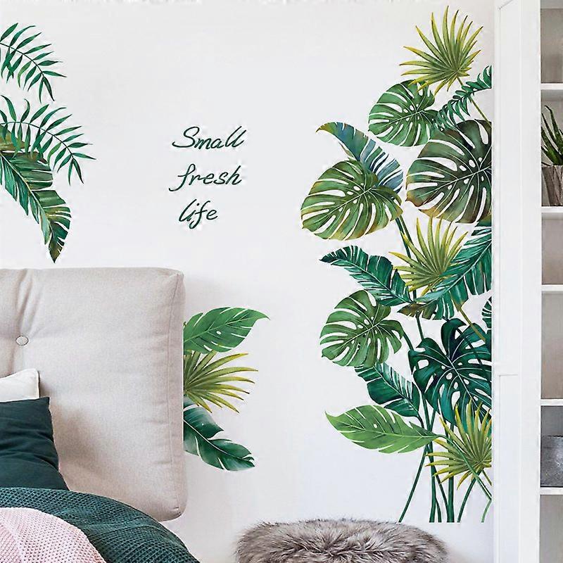 1pc Tropical Leaves Wall Decal Removable Green